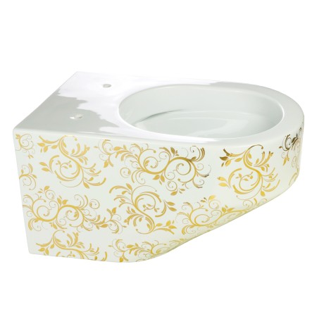 JOY  Унитаз  подвесной, безободковый, белая керамика/декор BOSCO золото