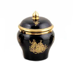 AMANTE BLU Баночка D12,5хН16 см, керамика, цвет синий, декор золото