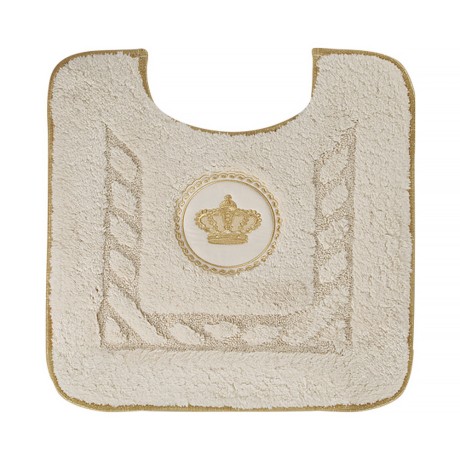 Коврик д/WC 60х60 см., вышивка логотип КОРОНА, кремовый, окантовка золото