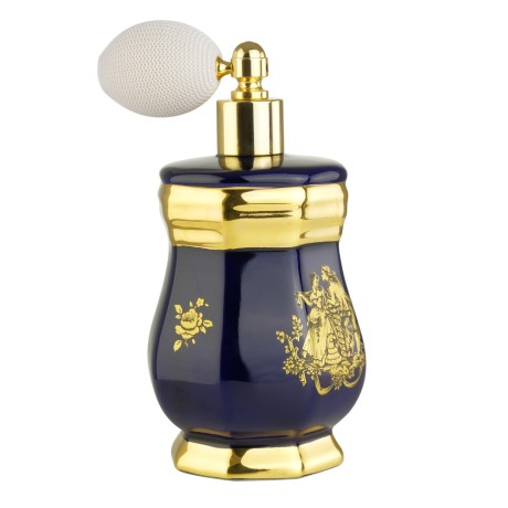 AMANTE BLU Баночка для парфюма с помпой 8х8хН16,5 см, керамика, цвет синий, декор золото