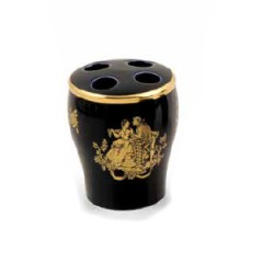 AMANTE BLU Стакан для зубных щеток D8,5хН10,5 см, керамика, цвет синий, декор золото