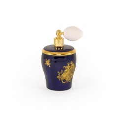 AMANTE BLU Баночка для парфюма с помпой D8,5хН16 см, керамика, цвет синий, декор золото
