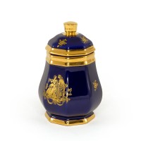 AMANTE BLU Баночка 12х12хH19, керамика, цвет синий, декор золото