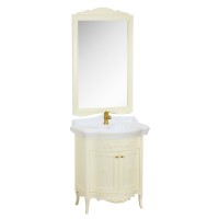 BELLA Комплект 73 см. AVORIO, тумба декор "Лилия", зеркало, раковина IMPERO бел., ручки золото
