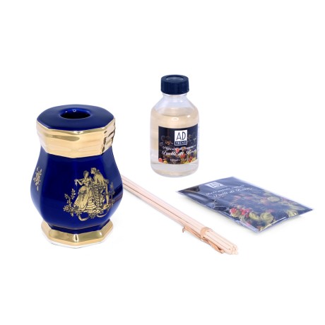 AMANTE BLU Стакан для ароматических палочек 8х8xH12 см, керамика, цвет синий, декор золото