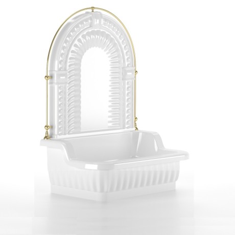 OLIVIA Раковина напольная бел с пристенной панелью бел и галереей золото 840x555хH1130 мм