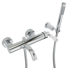 ERMITAGE MINI См-ль д/ванны моноком. внешний, с ручным душем, ручка белая, хром