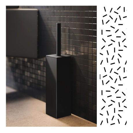 MY WAY Настенный/напольный держатель туалетной щетки, стакан черный, щетка белая