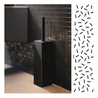 MY WAY Настенный/напольный держатель туалетной щетки, стакан черный, щетка белая