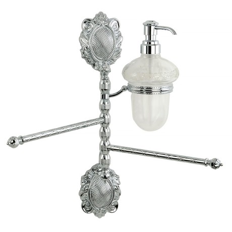 CLEOPATRA Полотенцедержатель 2-й поворотн с доз-ом ж/мыла, L34 см., стекло прозр.с мат.дек./хром