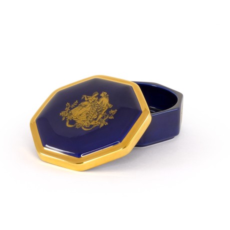 AMANTE BLU Баночка 12,5х12,5хН6 см, керамика, цвет синий, декор золото