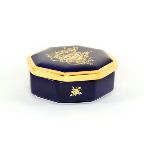 AMANTE BLU Баночка 15х15хН6,5 см, керамика, цвет синий, декор золото