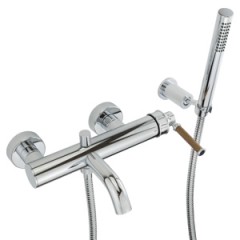 ERMITAGE MINI См-ль д/ванны моноком. внешний, с ручным душем, ручка ОРЕХ, хром