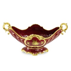 AMANTE ROSSO Ваза настольная с ручками 25х55х29 см, керамика, цвет красный, декор золото