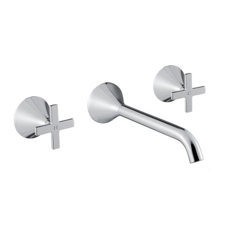 SIRIUS См-ль д/раковины скрытого монтажа настенный, на 3 отв., излив L21 см., хром