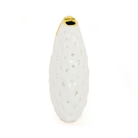 TOKIO Ваза настольная 48xH.40 см., керамика, цвет белый, декор золото, swarovski