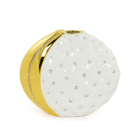 TOKIO Ваза настольная 48xH.40 см., керамика, цвет белый, декор золото, swarovski