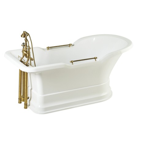 IMPERO PODIUM Ванна 180x87хH76 см. бел, подиум бел, слив/перелив бронза
