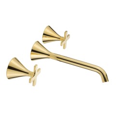 SIRIUS См-ль д/раковины скрытого монтажа настенный, на 3 отв., излив L21 см., золото