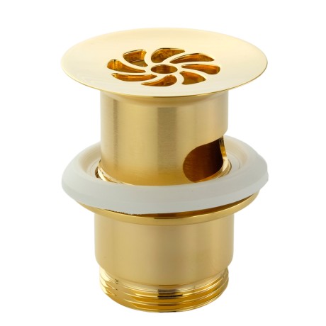 DAISY Слив для раковины, d-63 mm 1"1/4 под перелив с решёткой , золото
