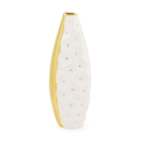 TOKIO Ваза настольная H.62 см., керамика, цвет белый, декор золото, swarovski