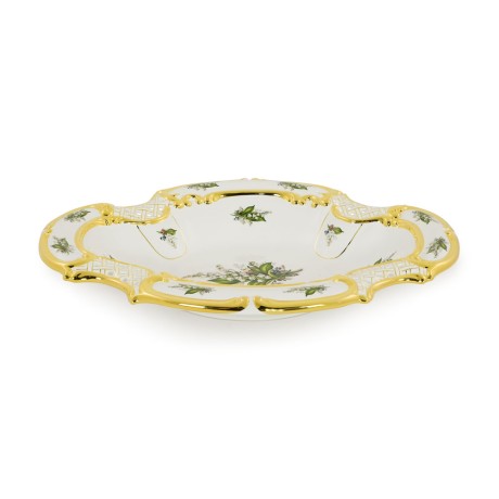 PRIMAVERA Ваза настольная 47x35xH8 см, керамика, цвет белый, декор золото