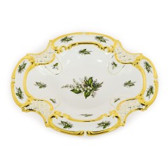 PRIMAVERA Ваза настольная 47x35xH8 см, керамика, цвет белый, декор золото