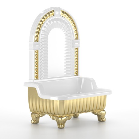 OLIVIA ZAMPA Раковина напольная золото с пристенной панелью золото 840x555хH1205 мм.