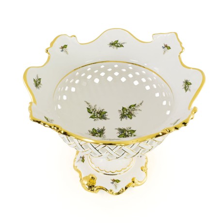 PRIMAVERA Ваза настольная 44,5х42хH34 см, керамика, цвет белый, декор золото