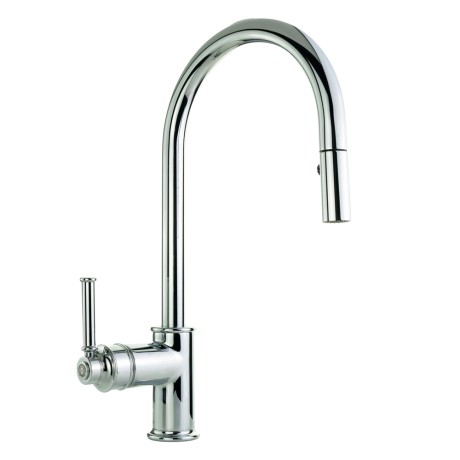 CUCINA ERMITAGE MINI См-ль д/кухни моноком., с вытяжной лейкой, ручка сбоку латунь, хром