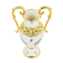 PRIMAVERA Ваза с ручками 34х24хH58 см, керамика, цвет белый, декор золото
