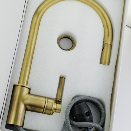 CUCINA ERMITAGE MINI См-ль д/кухни моноком., с вытяжной лейкой, ручка сбоку латунь, бронза