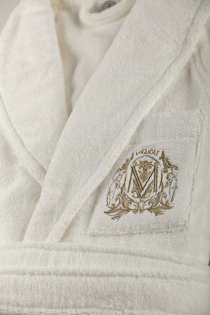 COMPLEMENTI Халат банный MIGLIORE, египетский хлопок, размер XL, цвет Avorio/логотип бронза