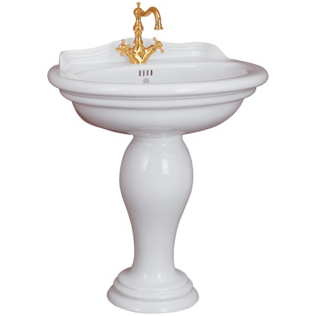 MILADY Комплект: тюльпан напольный, раковина 77 см. на колонне, крепеж, керамика белая