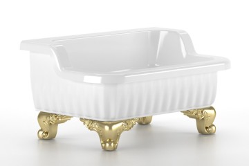 Раковина напольная 840x575хH440 мм. белая, лапы золото