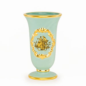 AMANTE VERDE Ваза 14х11х24,5 см, керамика, цвет зеленый, декор золото