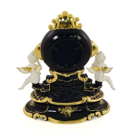 AMANTE BNB Часы настольные с ангелочками Н.40 см, керамика, цвет черный, декор золото