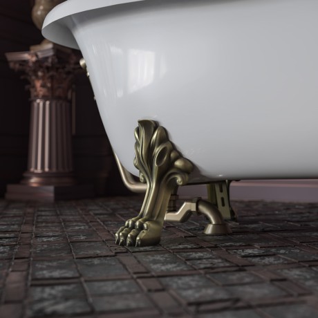 MILADY Ванна 185x82xH74 см. на лапах "LEONE" LUX, белая, слив/перелив бронза