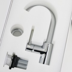 FORTIS См-ль д/раковины моноком., ручка сбоку, излив изогнут, донный клапан "click-clack", хром