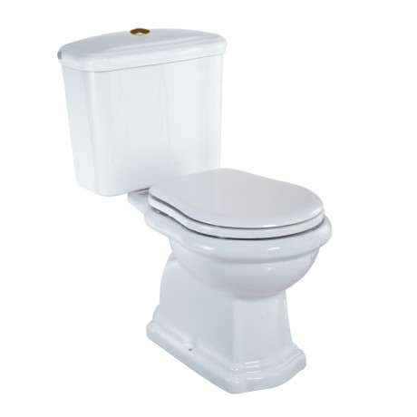 BELLA Комплект унитаз моноблок выпуск в пол, бачок с кнопкой бронза, белый (БЕЗ КРЫШКИ)