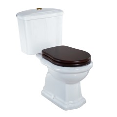 BELLA Комплект унитаз моноблок выпуск в пол, бачок с кнопкой бронза, белый (БЕЗ КРЫШКИ)