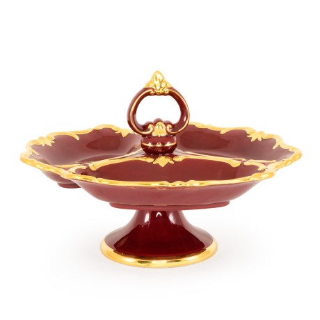 AMANTE ROSSO Менажница 34х34х22,5 см, керамика, цвет красный, декор золото