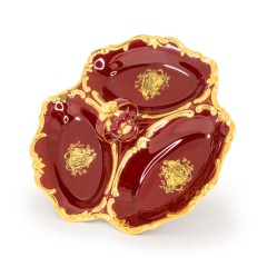 AMANTE ROSSO Менажница 34х34х22,5 см, керамика, цвет красный, декор золото