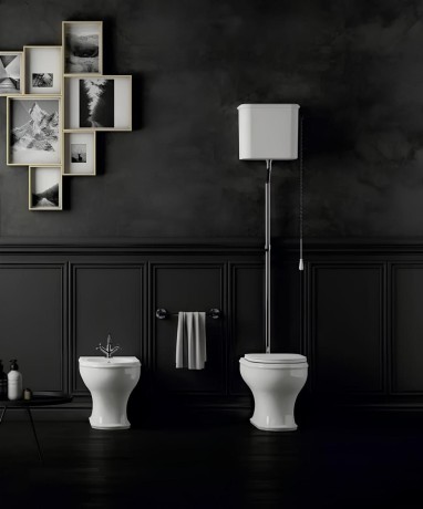 CHARME Комплект:унитаз напольный вып.в стену, бачок с высокой трубой и цепочкой хром, БЕЗ КРЫШКИ