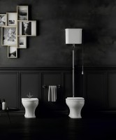 CHARME Комплект:унитаз напольный вып.в стену, бачок с высокой трубой и цепочкой хром, БЕЗ КРЫШКИ