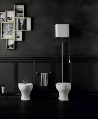 CHARME Комплект:унитаз напольный вып.в стену, бачок с высокой трубой и цепочкой хром, БЕЗ КРЫШКИ