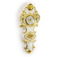 EMOZIONI Часы настенные, декор цветы 33хН75 см, керамика, цвет белый, декор золото, swarovski