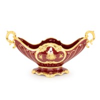 AMANTE ROSSO Ваза настольная с ручками 25х55х29 см, керамика, цвет красный, декор золото