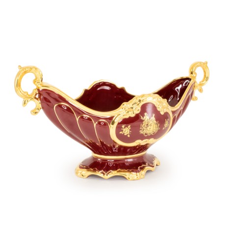 AMANTE ROSSO Ваза настольная с ручками 25х55х29 см, керамика, цвет красный, декор золото