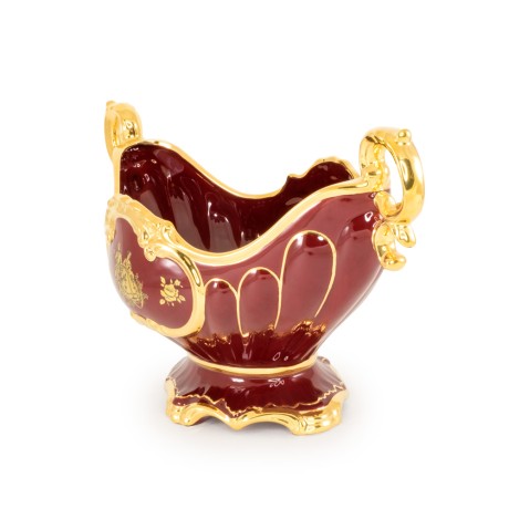 AMANTE ROSSO Ваза настольная с ручками 25х55х29 см, керамика, цвет красный, декор золото